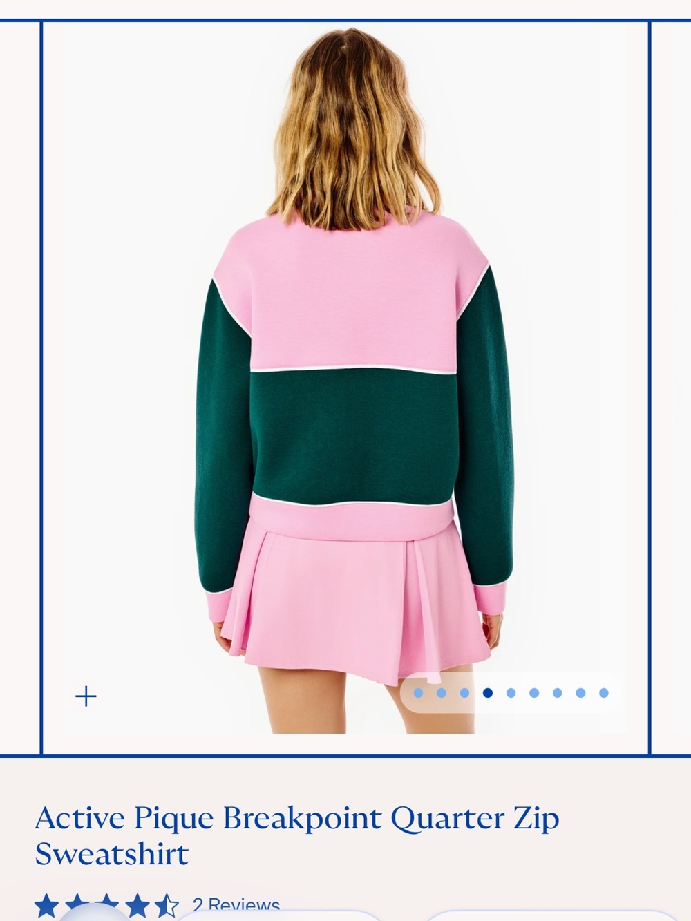 Addison Bay Pink and Dark Green Quarter-Zip Sweatshirt - Picture 3 of 5